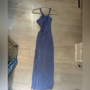 Sheer light purple blue long cut dress size small!